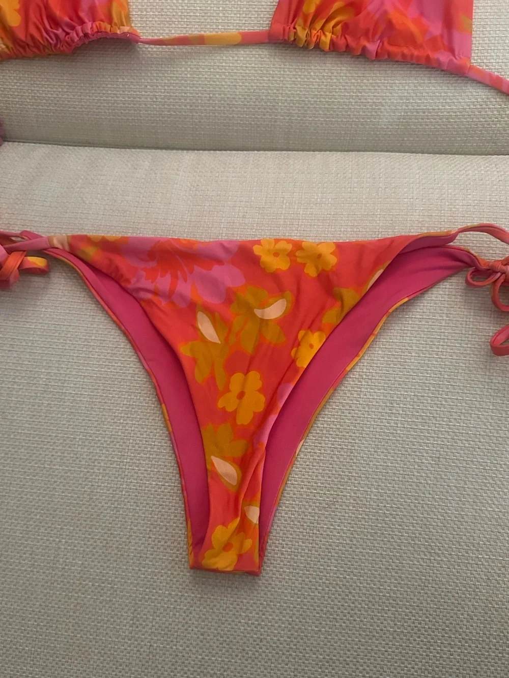 Beach Riot Floral Pink Orange String Bikini Set